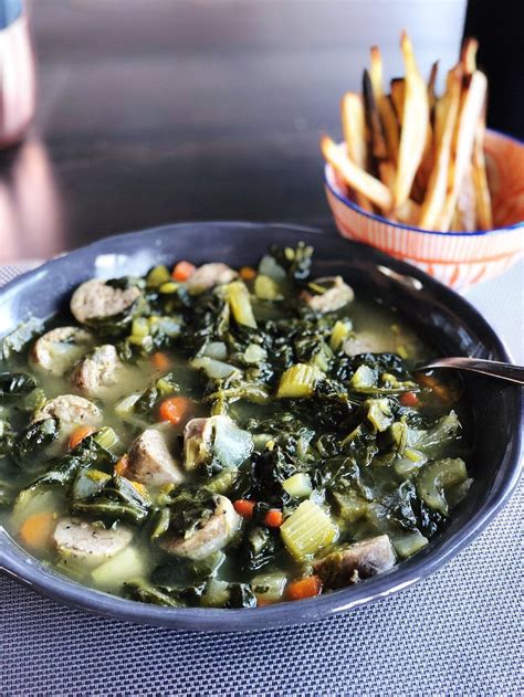 ITALIAN SAUSAGE & COLLARD GREENS SOUP — Almonds + Asana | Collard green soup, Homemade soup ...