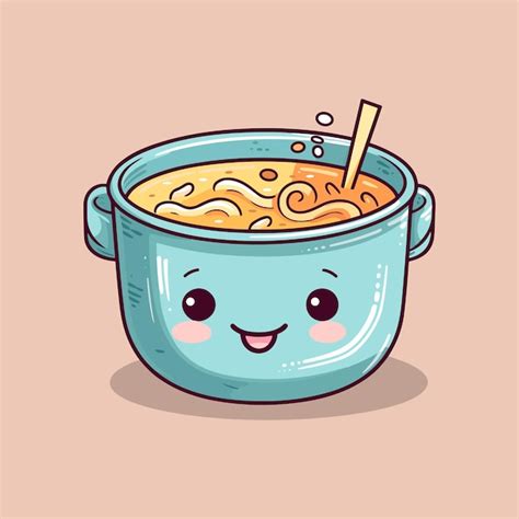 Premium Vector | Soup cool colors kawaii clip art illustration for menu ...