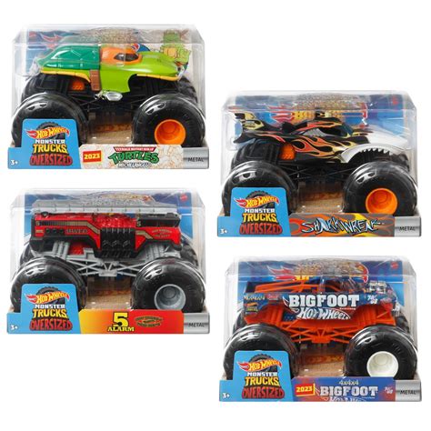 Hot Wheels Monster Trucks 1:24 Scale 2023 Mix 3 Vehicle Case of 4