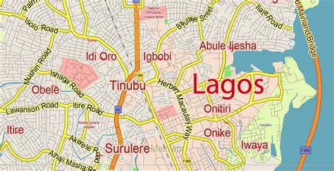 Lagos State, Nigeria PDF Vector Map: Full Extra High Detailed + Admin Areas editable Adobe PDF ...