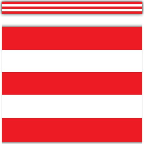 Red & White Stripes Straight Border Trim - TCR5489 | Teacher Created Resources