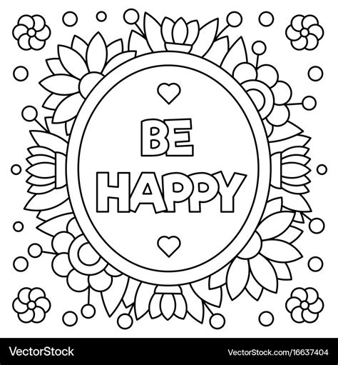 Be happy coloring page Royalty Free Vector Image