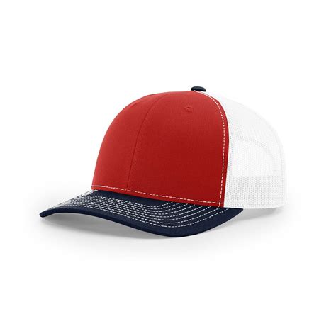 Richardson Red/White/Navy Mesh Back Tri-Colors Trucker Hat