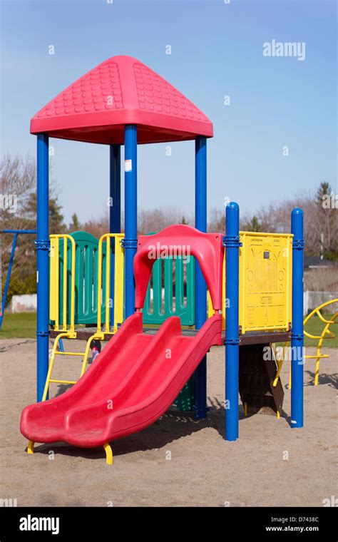 Children's Playground Slides, Outdoors School Grounds Stock Photo - Alamy