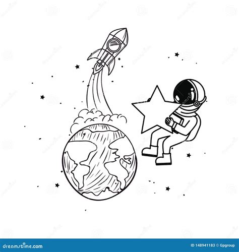 Silhouette Of Astronaut, Vector Drawing | CartoonDealer.com #158735251