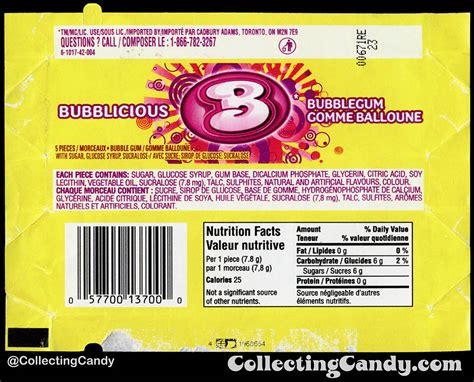 Bubblicious Bubble Gum Nutrition Facts - Nutrition Ftempo