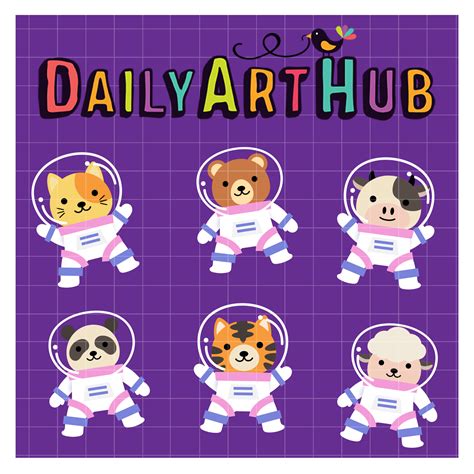 Space Astronaut Animals Clip Art Set – Daily Art Hub // Graphics ...