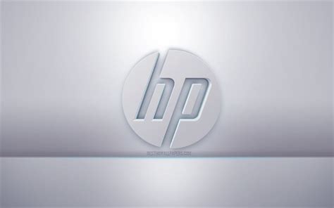 Download wallpapers HP 3d white logo, gray background, HP logo, creative 3d art, Hewlett-Packard ...