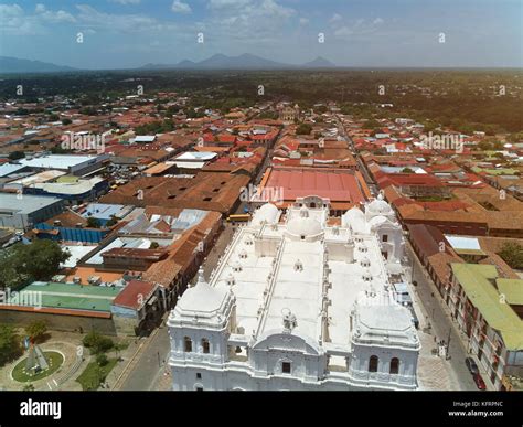 Aerial panorama view of Leon city in Nicaragua. Leon cityscape on ...