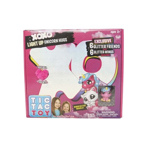 Tic Tac Toy XOXO Light Up Pink Unicorn Hugs & Glitter Friends - Walmart.com