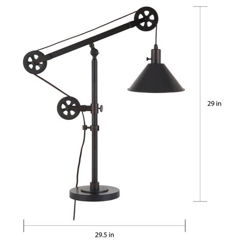 Carbon Loft Tirith Industrial Farmhouse Table Lamp with Pulley System ...