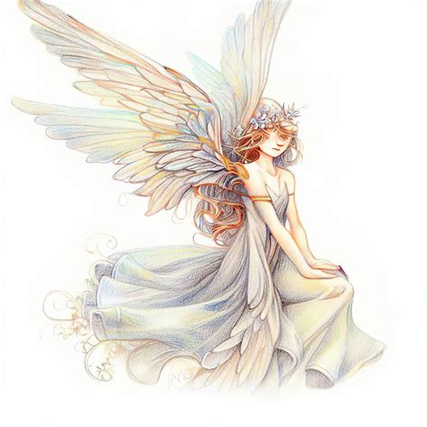 Premium AI Image | A drawing of a fairy with wings and a crown on her head.