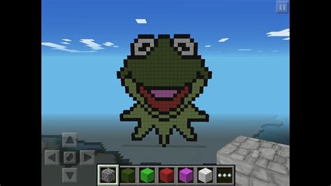 Minecraft PE Pixel Art: Kermit The FROG!!! - YouTube