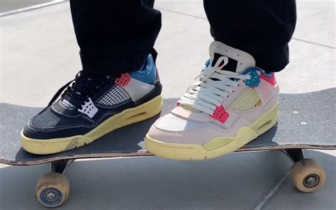 Instagrammer skates in two Union x Air Jordan 4 colorways, one on each foot - DadLife Magazine