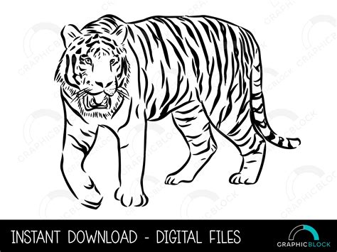 Tiger SVG 2, Tiger Stencil PNG, Wild Cat Vector, Cricut Cut File, Animal Silhouette Eps Dxf Jpg ...