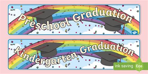 Preschool/Kindergarten Graduation Banner - Rainbow-Themed