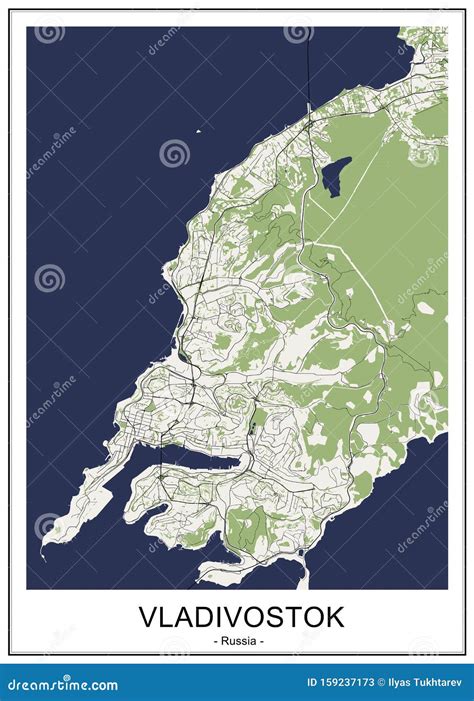 Map of the City of Vladivostok, Russia Stock Illustration ...