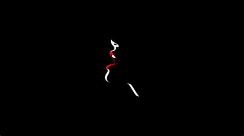 Malika Favre, black background, mouth, open, minimalism, vector, red lipstick HD Wallpaper
