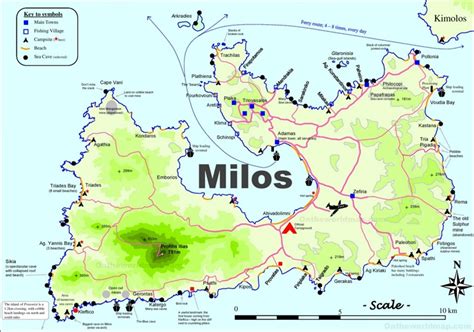 Milos tourist map - Ontheworldmap.com