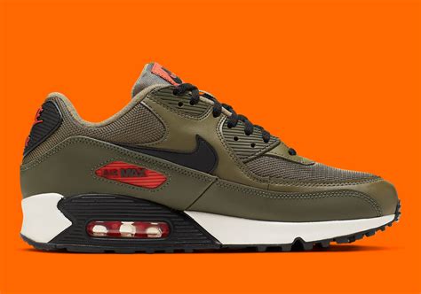 Nike Air Max 90 Essential in Khaki Green and Orange | KaSneaker