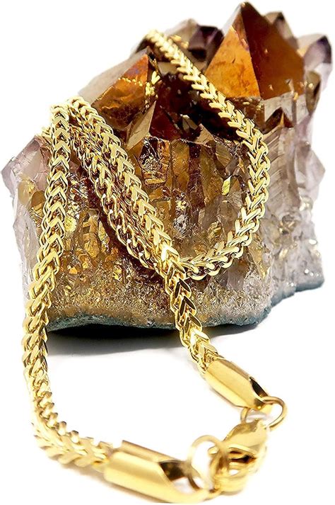 24K Franco Gold Chain Necklace 3mm Box Diamond Cut Jewelry Gift Men Women Charms Strong with ...