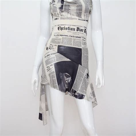 CHRISTIAN DIOR 2001 Iconic Newsprint / Newspaper Dress by John Galliano ...