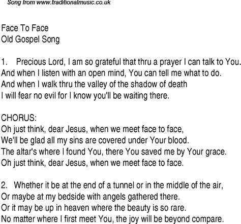 Face To Face - Christian Gospel Song Lyrics and Chords