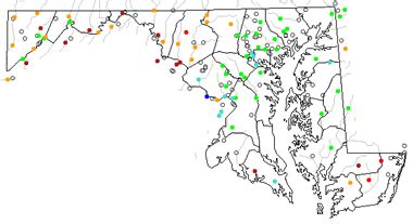 Map of Maryland Lakes, Streams and Rivers