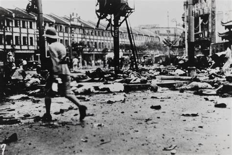 Aftermath of 'Bloody Saturday' bombing in Ave Edward VII, Shanghai ...