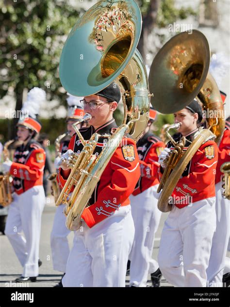 High school marching band sousaphone players - USA Stock Photo - Alamy