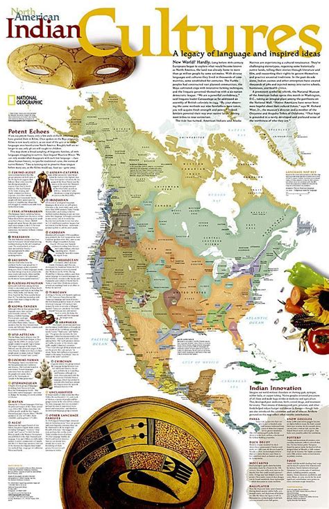 North American Indian Cultures, Wall Map by National Geographic Maps ...