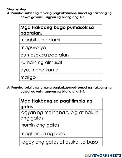 PAGSUNOD SA PANUTO worksheet