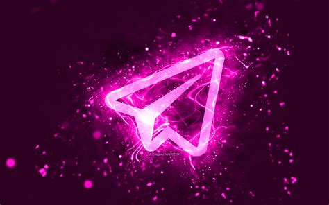 Download wallpapers Telegram purple logo, 4k, purple neon lights, creative, purple abstract ...