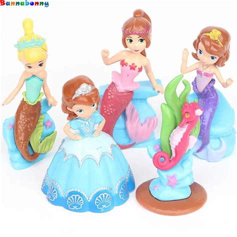 5PCS/Lot 8CM Very Cute Sofia Princess Mermaid Seahorse Princess Doll ...