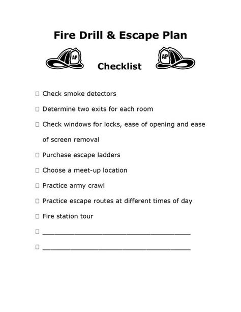 Printable checklists: Fire safety checklist