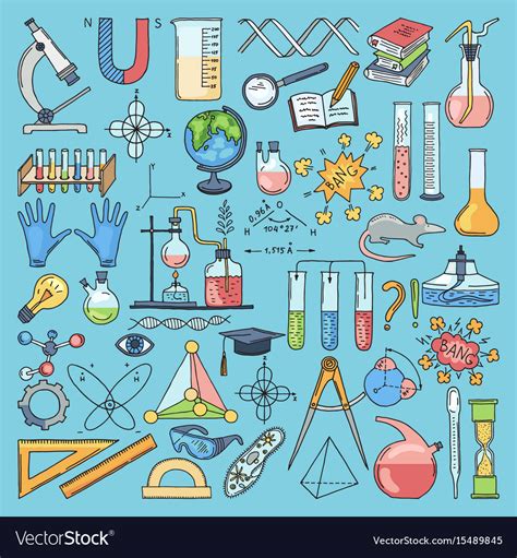 Colored items of science biology and chemical Vector Image