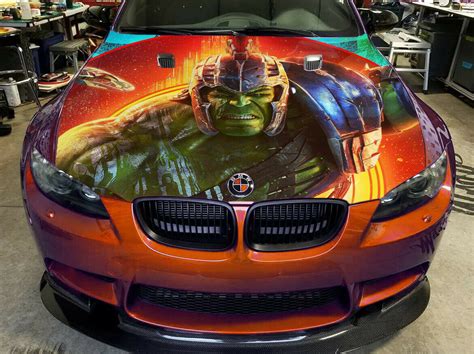 Vinyl Car Hood Wrap Full Color Graphics Decal Incredeble Hulk Face Sticker #4 - Graphics Decals