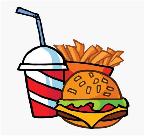 Fast Food Cheeseburger Drink With French Fries Tattoo - Junk Food Easy Drawing, HD Png Download ...