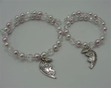 Pearl and Crystal Mother Daughter Matching Bracelet Set Pearl - Etsy