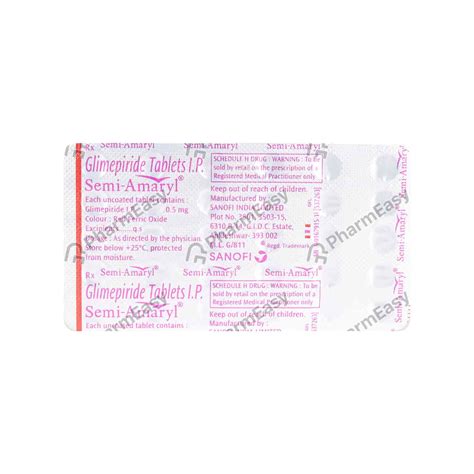 Semi Amaryl 0.5mg Tab - Uses, Side Effects, Dosage, Composition & Price | PharmEasy