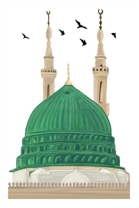 Al Masjid an Nabawi Mecca Saudi Arabia Hand Drawn Sketch. Vector ...