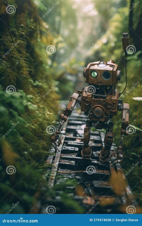 A Toy Robot that is Standing on a Train Track. Generative AI Image ...