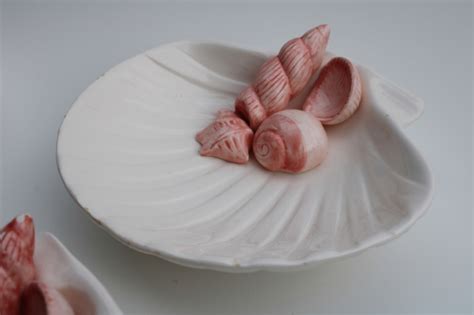 80s 90s vintage Fitz Floyd Coquille scallop shell soap dish bowls w ...