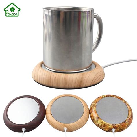 Imitation Wood Metal USB Insulation Mat Coffee Mug Warmer USB Desktop ...