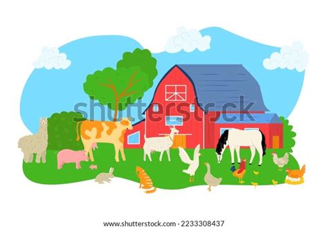 Cartoon Pig Sheep Horse Cow Farm Stock Vector (Royalty Free) 2233308437 ...