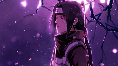 Itachi Crying In A Purple Landscape Live Wallpaper