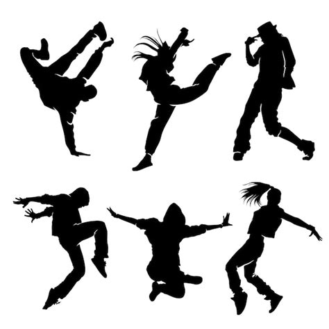 Premium Vector | Young hip hop break dancers vector silhouette isolated ...