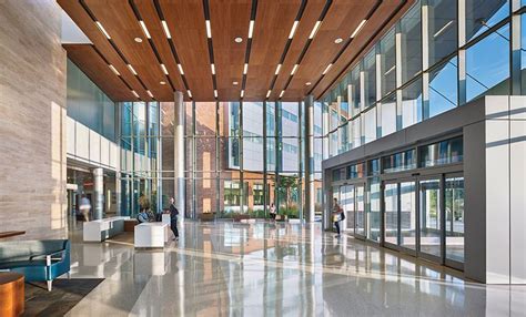 the inside of a large building with lots of windows