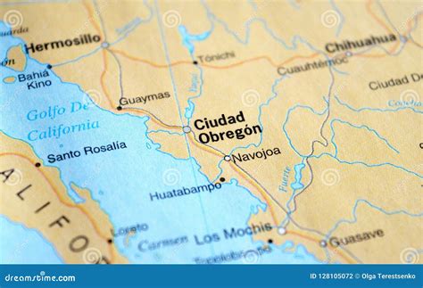 A Photo of Ciudad Obregon on a Map Stock Photo - Image of macro ...