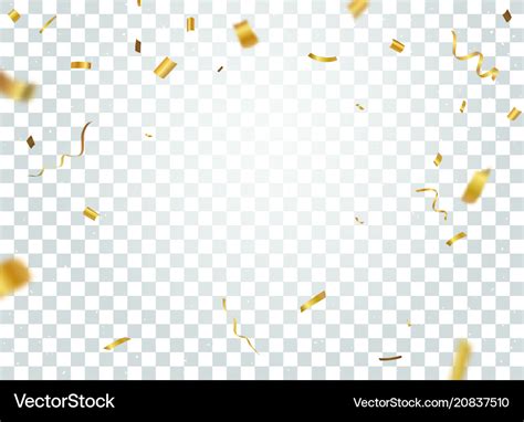 Gold confetti background isolated on transparent Vector Image